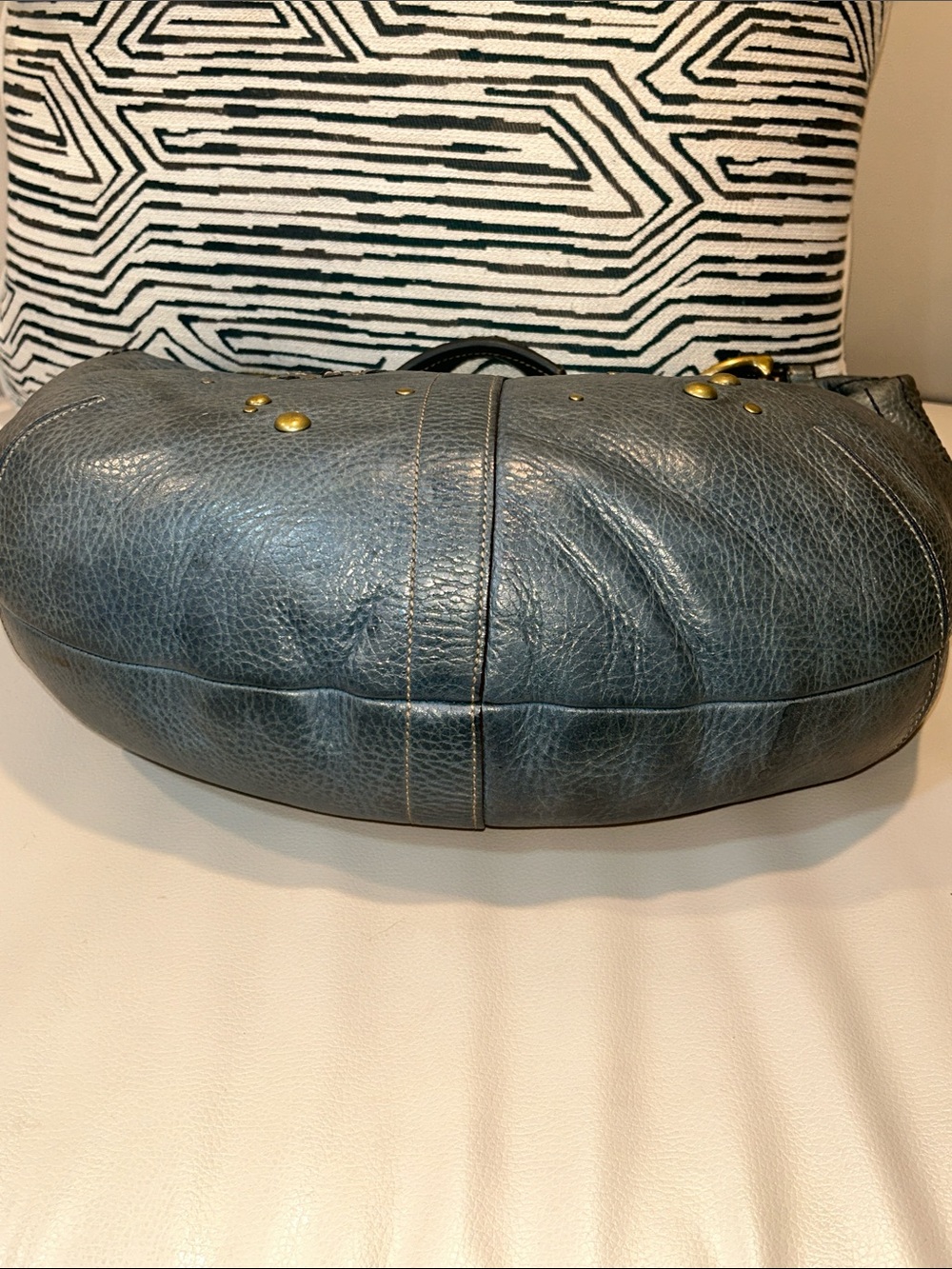 Coach RARE Mia Laced Studded Teal Leather Shoulder Hobo - Picture 8 of 17